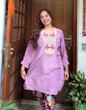 Lilac crepe silk suit