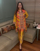 Crepe cord set with mirror work