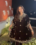 Velvet coffee brown kaftan