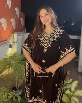 Velvet coffee brown kaftan