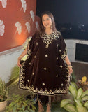 Velvet coffee brown kaftan