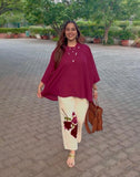 Indo western wine colour Kaftan suit with beautiful patch work on palazzo
