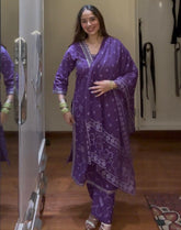 Purple cotton suit tie dye print