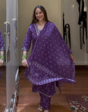 Purple cotton suit tie dye print