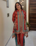 Crepe cord set with mirror work