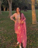 Double tone shimmer cotton Lucknowi suit