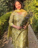 Lime green floral suit