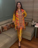 Crepe cord set with mirror work
