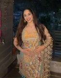 Silk shirt with embroidery farshi salwar and sheesham dupatta