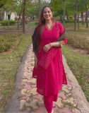 Cotton suit with pockets sequins and gota work , dual tone duppata
