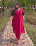 Cotton suit with pockets sequins and gota work , dual tone duppata