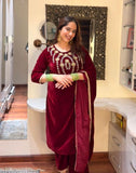 Maroon velvet suit