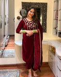 Maroon velvet suit