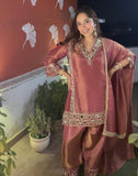 Shimmer tissue with intricate mirror work with a classic Farshi salwar